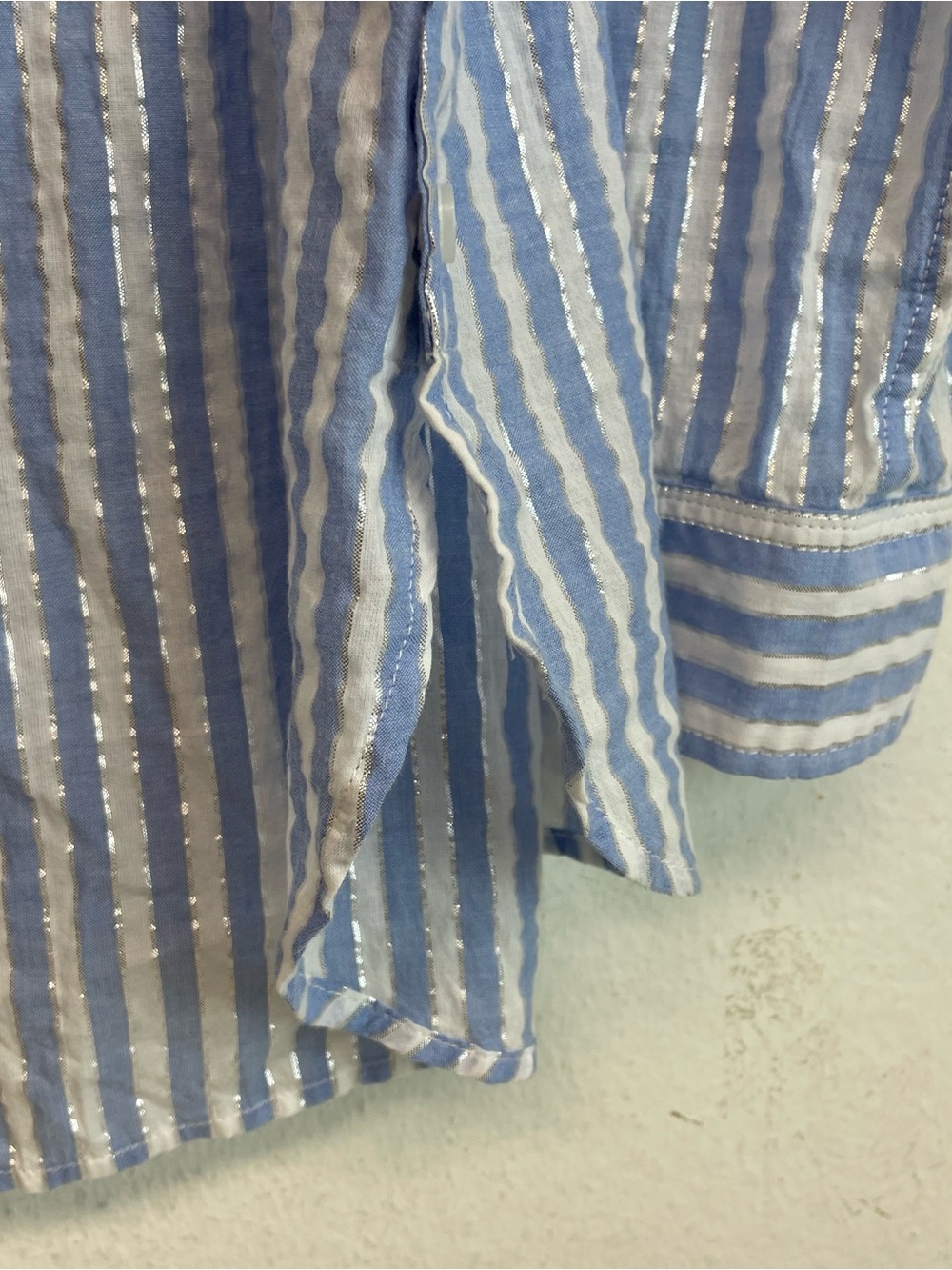 Talbots Light Blue and White Striped Popover Shirt Size L Petites - Picture 8 of 8